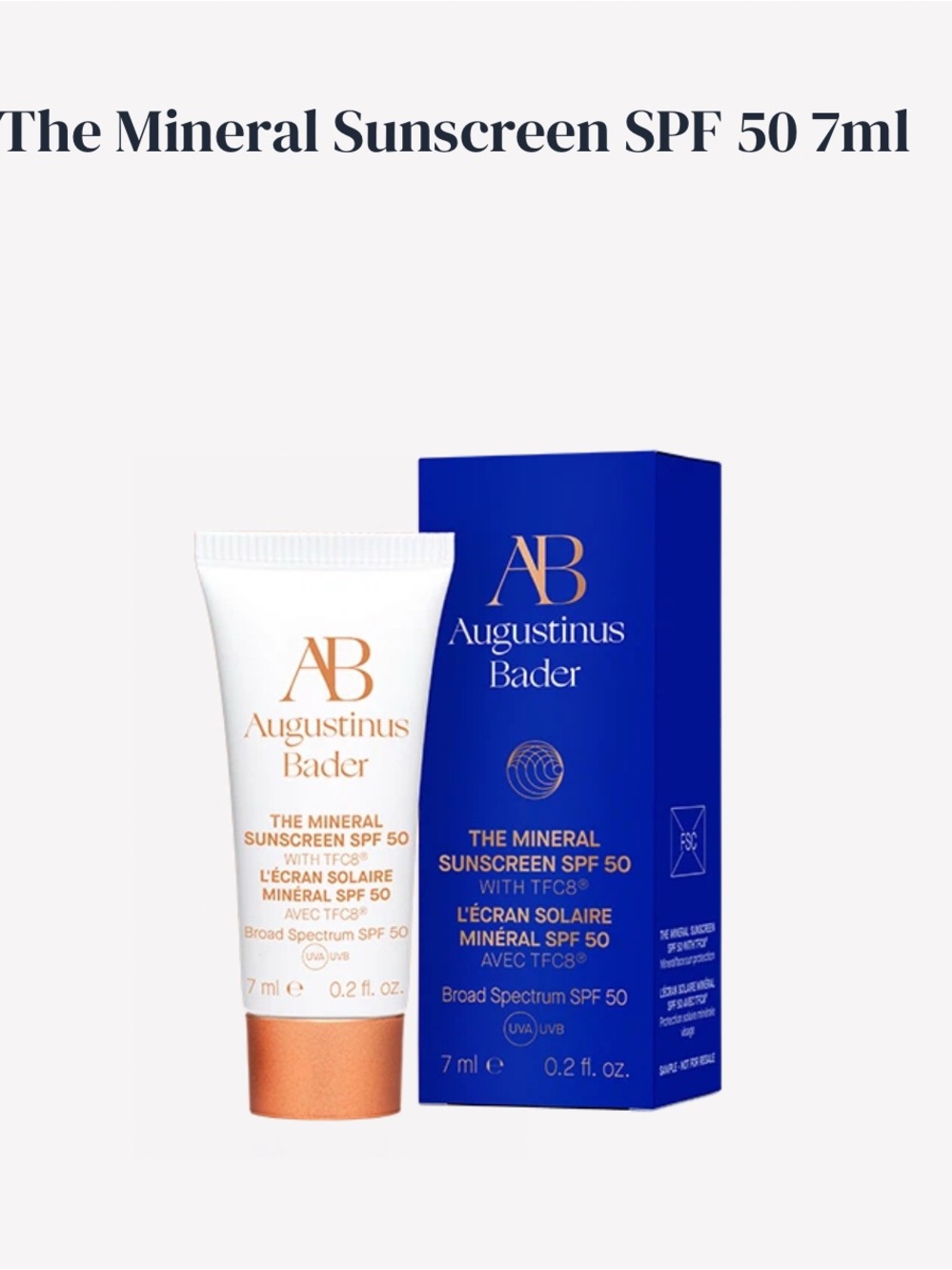 New In Box Augustinus Bader The Mineral Sunscreen SPF 50 7ml